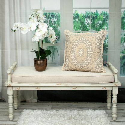 Boho Garland Beige & Khaki Accent Pillow