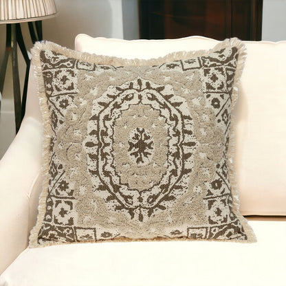 Boho Garland Beige & Brown Accent Pillow
