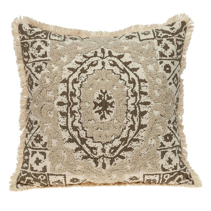Boho Garland Beige & Brown Accent Pillow