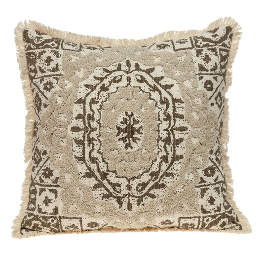 Boho Garland Beige & Brown Accent Pillow