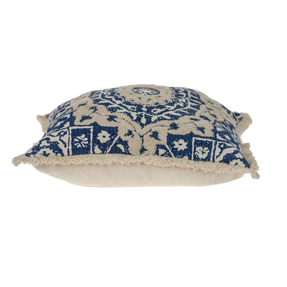 Boho Garland Beige & Navy Blue Accent Pillow