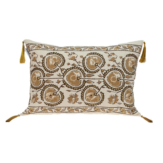 Gold & Bronze Embroidered Lumbar Pillow