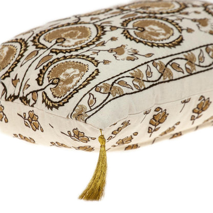 Gold & Bronze Embroidered Lumbar Pillow