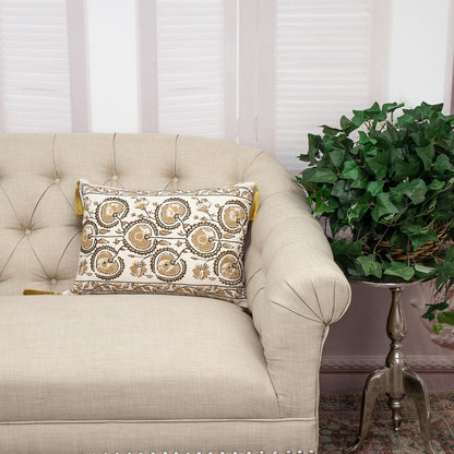 Gold & Bronze Embroidered Lumbar Pillow