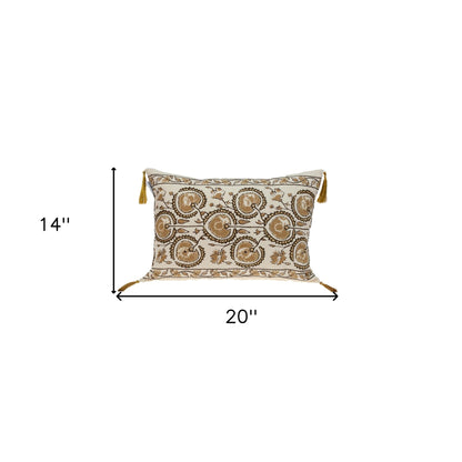 Gold & Bronze Embroidered Lumbar Pillow