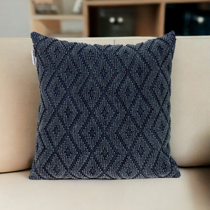 Jacquard Diamond Pattern Navy Pillow