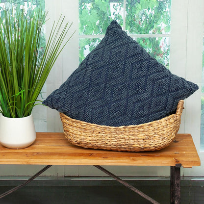 Jacquard Diamond Pattern Navy Pillow