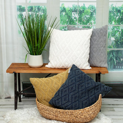 Jacquard Diamond Pattern Navy Pillow