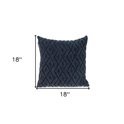 Jacquard Diamond Pattern Navy Pillow