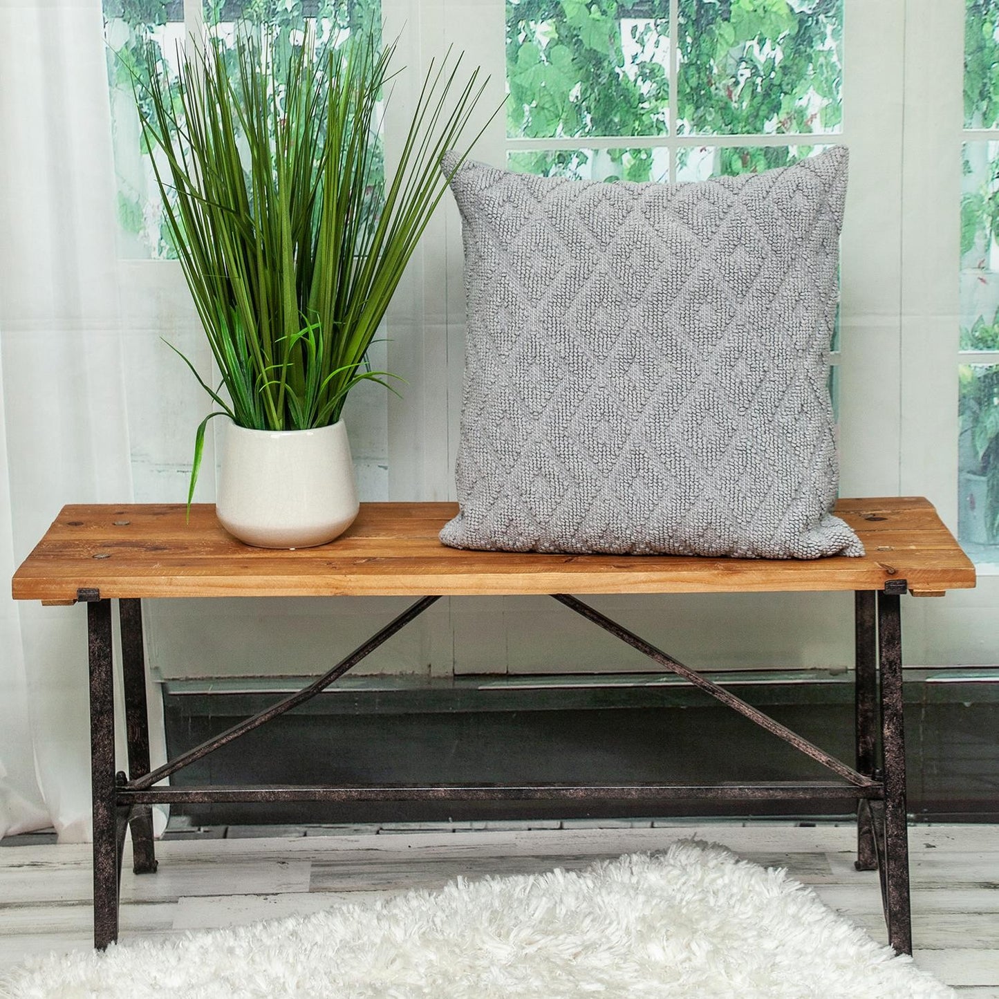 Jacquard Diamond Pattern Gray Pillow