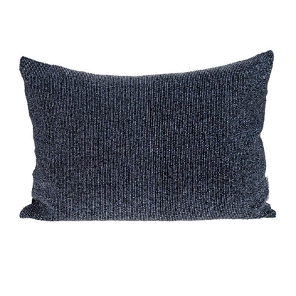 Shimmering Metallic Blue Beaded Luxury Pillow