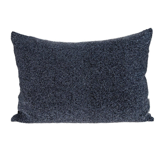 Shimmering Metallic Blue Beaded Luxury Pillow