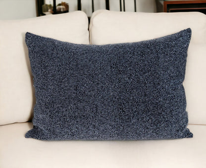 Shimmering Metallic Blue Beaded Luxury Pillow