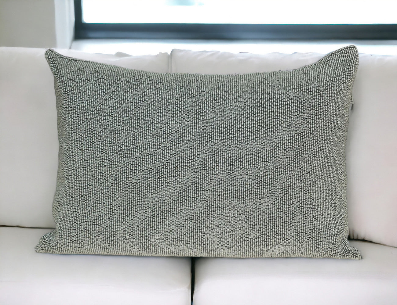 Shimmering Silver Beaded Luxury Pillow