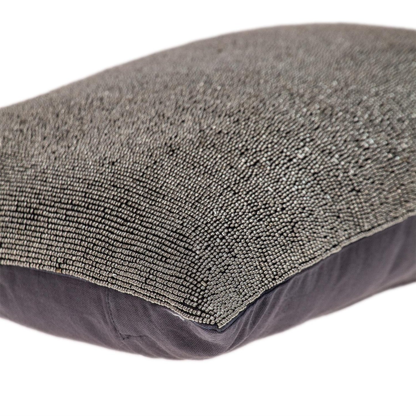Shimmering Gray Beaded Luxury Pillow