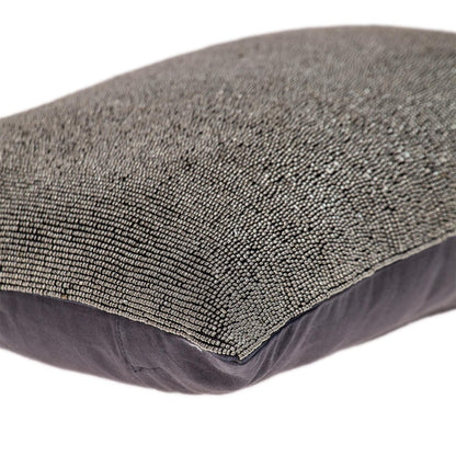 Shimmering Gray Beaded Luxury Pillow