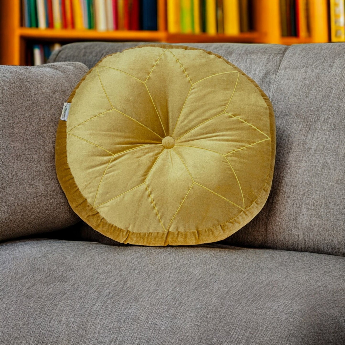 Yellow Round Velvet Pillow