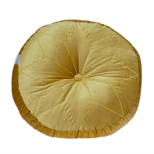 Yellow Round Velvet Pillow
