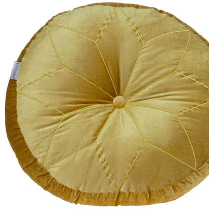 Yellow Round Velvet Pillow
