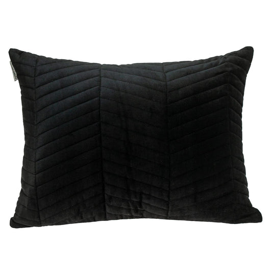 Black Quilted Velvet Zig Zag Lumbar Pillow