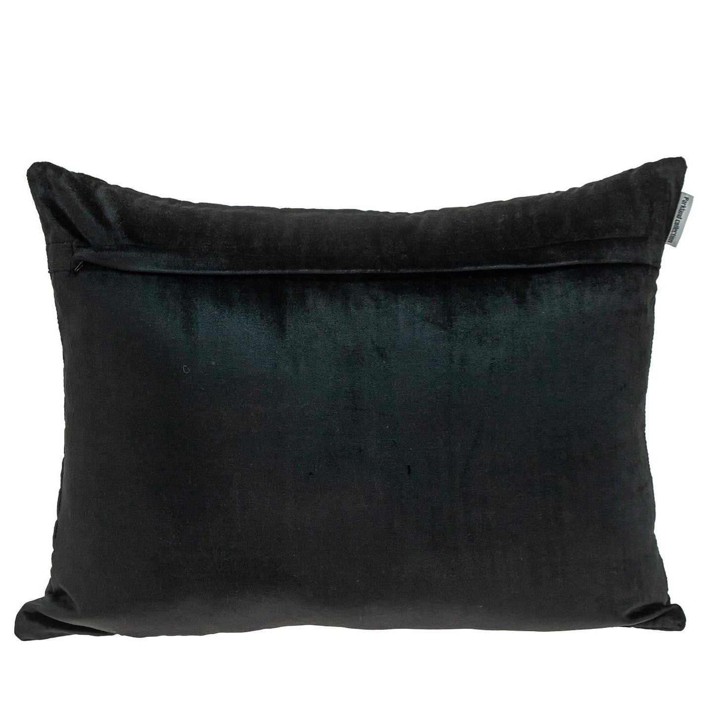 Black Quilted Velvet Zig Zag Lumbar Pillow