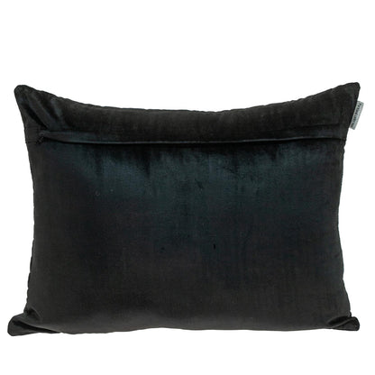 Black Quilted Velvet Zig Zag Lumbar Pillow