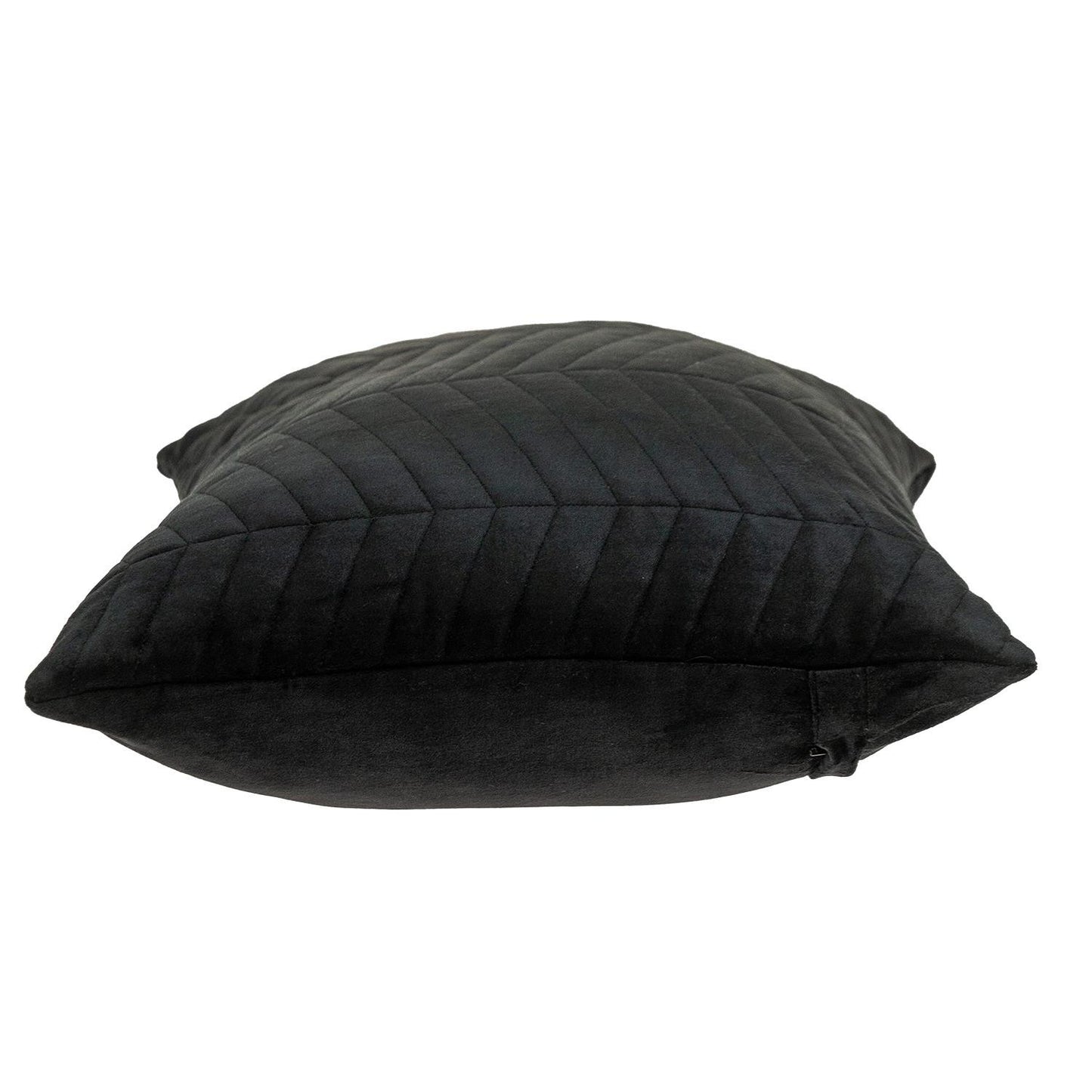 Black Quilted Velvet Zig Zag Lumbar Pillow