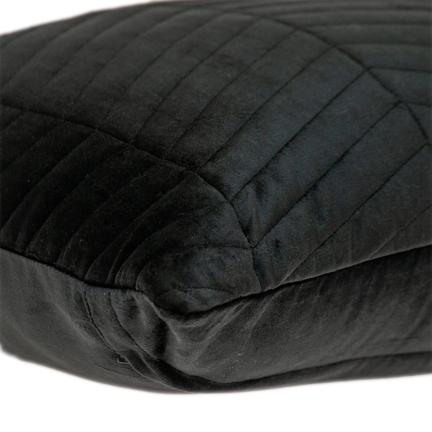 Black Quilted Velvet Zig Zag Lumbar Pillow