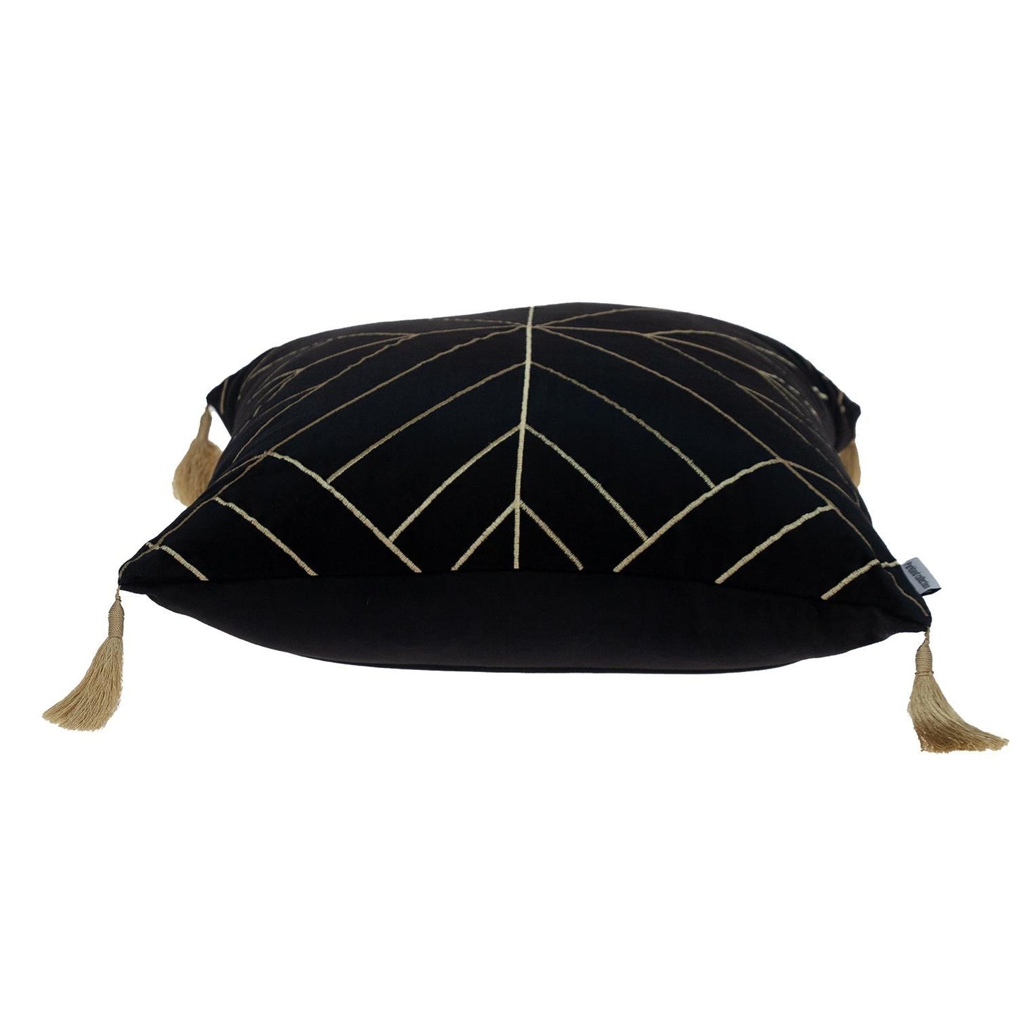 Black & Gold Geo Velvet Pillow w/ Gold Tassels