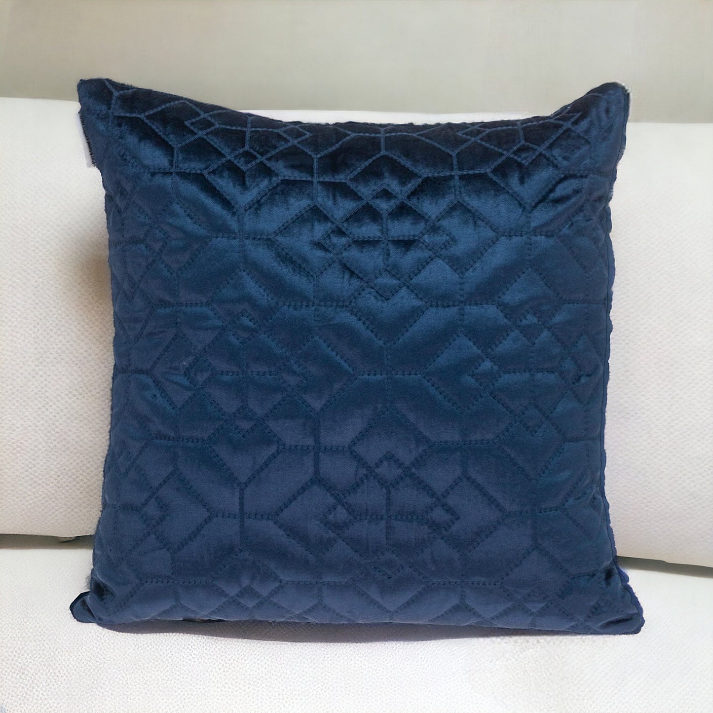 Navy Quilted Velvet Geo Pillow