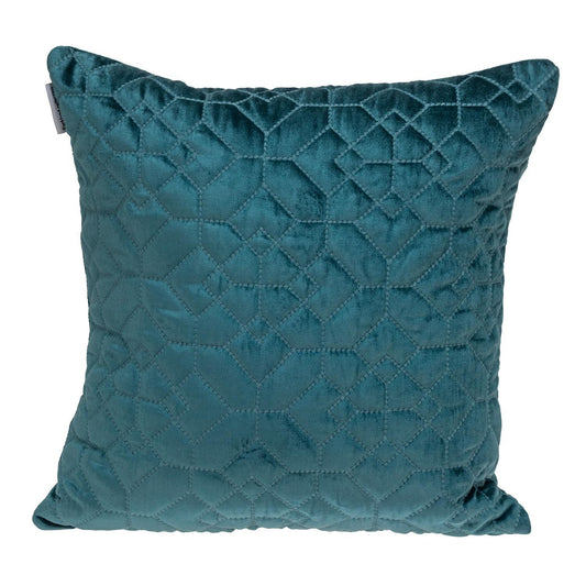 Teal Quilted Velvet Geo Pillow