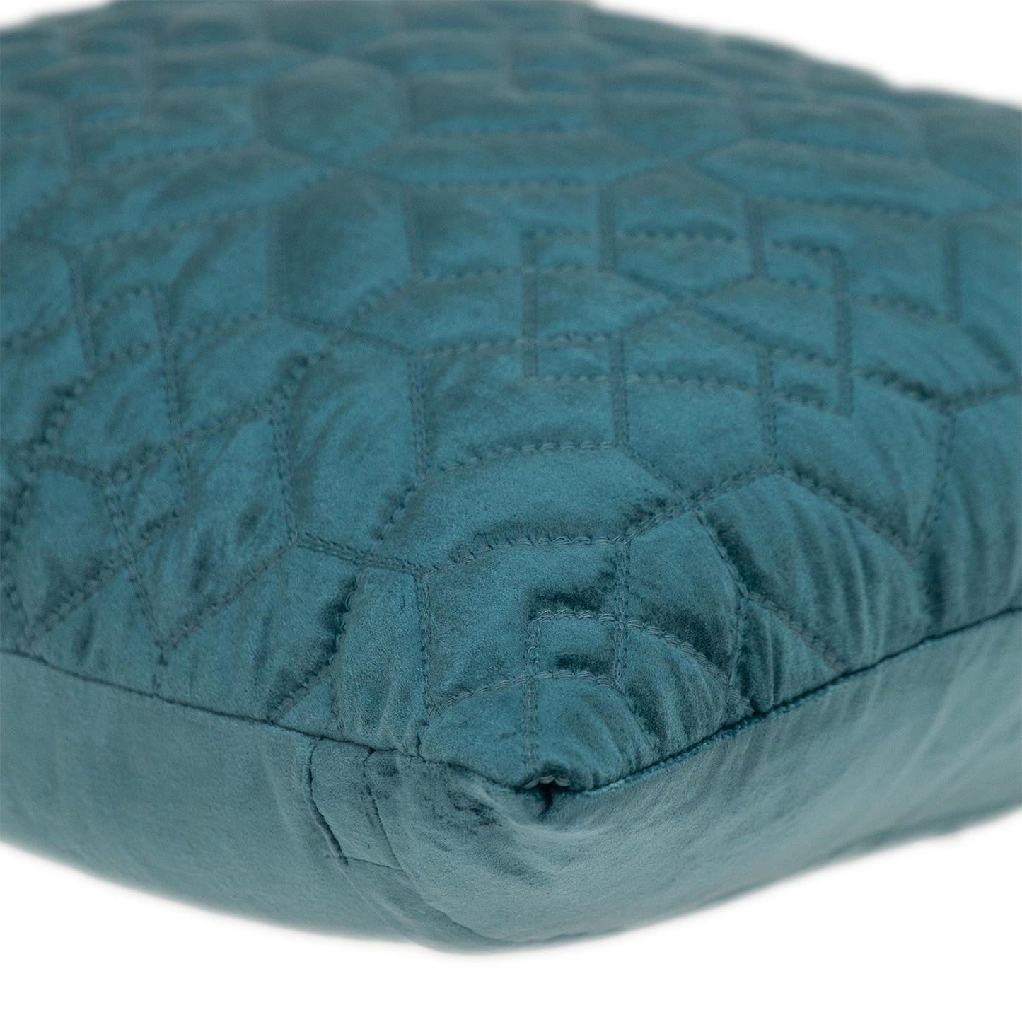 Teal Quilted Velvet Geo Pillow