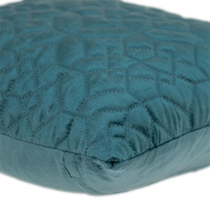 Teal Quilted Velvet Geo Pillow