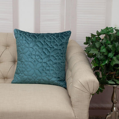 Teal Quilted Velvet Geo Pillow