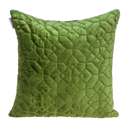 Olive Quilted Velvet Geo Pillow