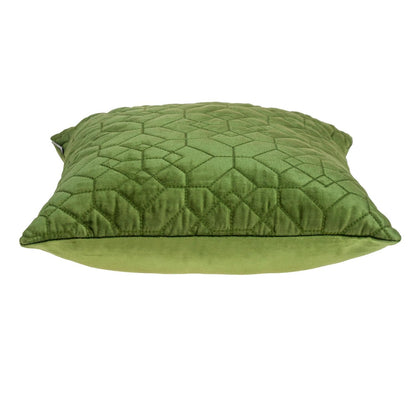 Olive Quilted Velvet Geo Pillow