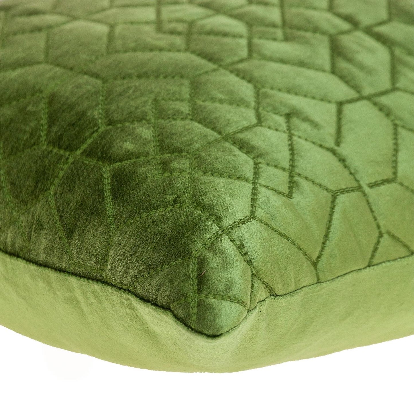 Olive Quilted Velvet Geo Pillow