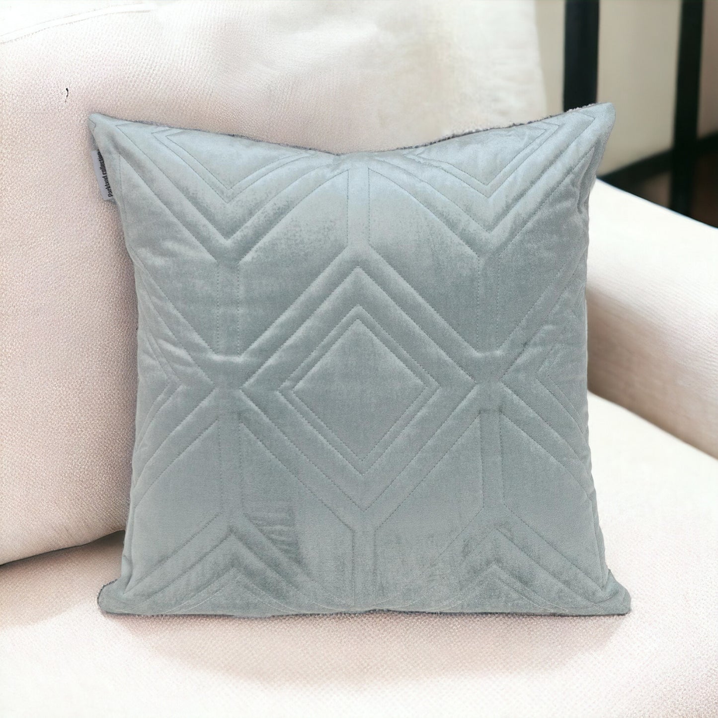 Gray Quilted Diamonds Velvet Solid Color Pillow