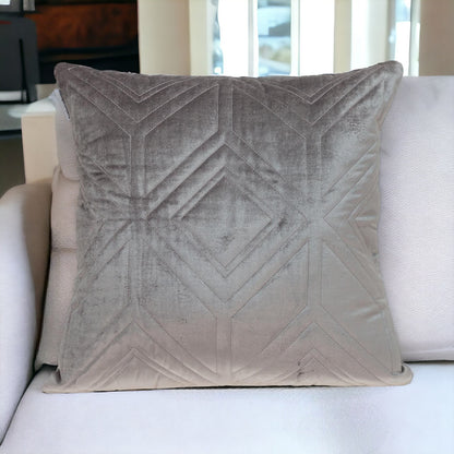 Taupe Quilted Diamonds Velvet Solid Color Pillow