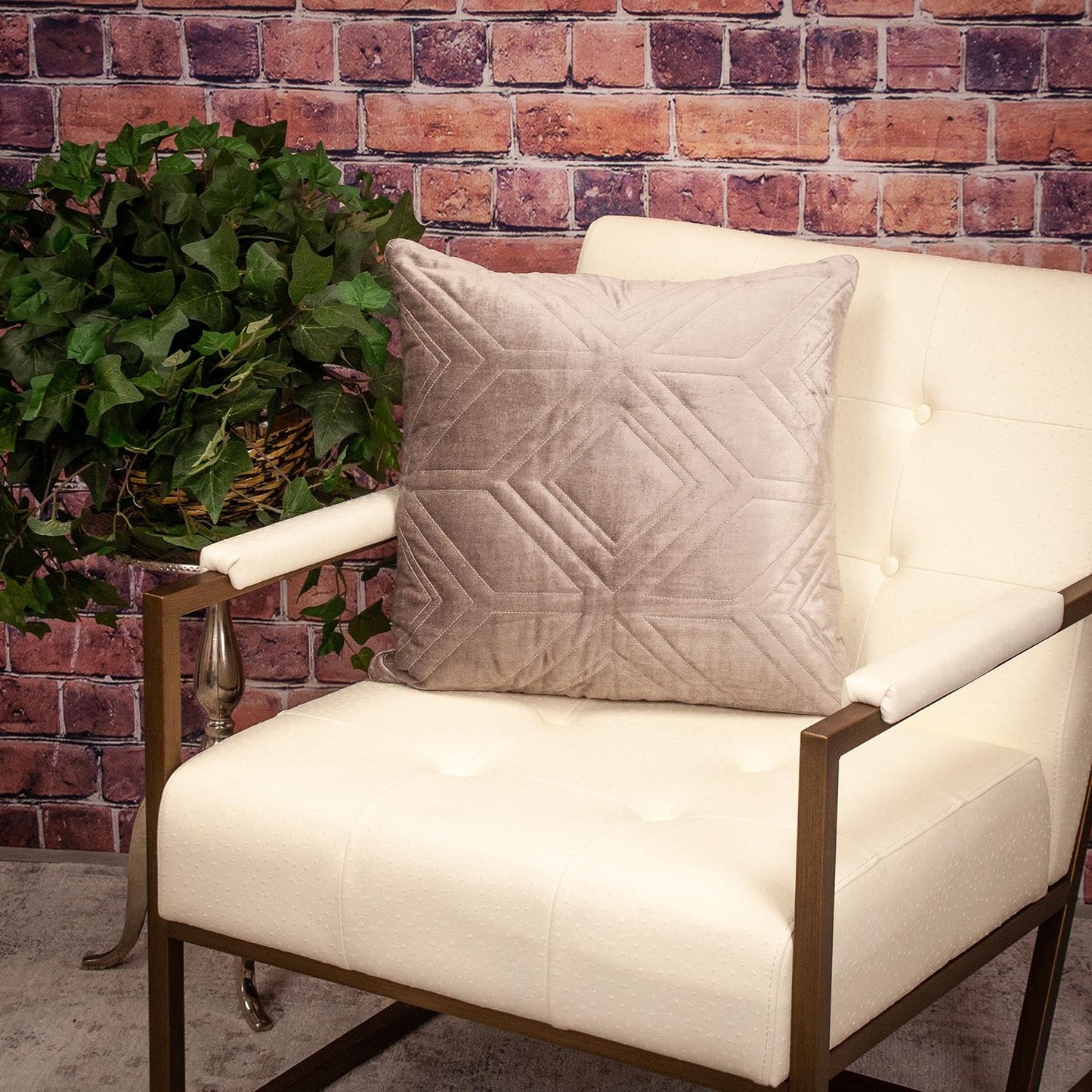Taupe Quilted Diamonds Velvet Solid Color Pillow