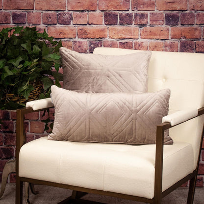 Taupe Quilted Diamonds Velvet Solid Color Pillow