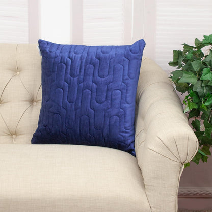 Geometric Lush Quilted Blue Pillow