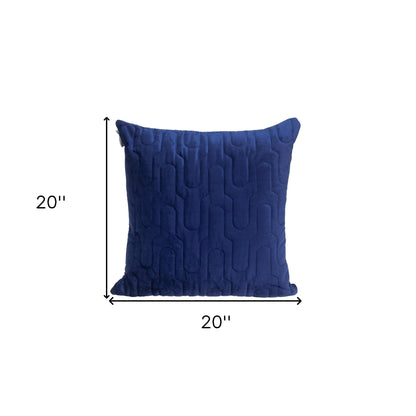 Geometric Lush Quilted Blue Pillow