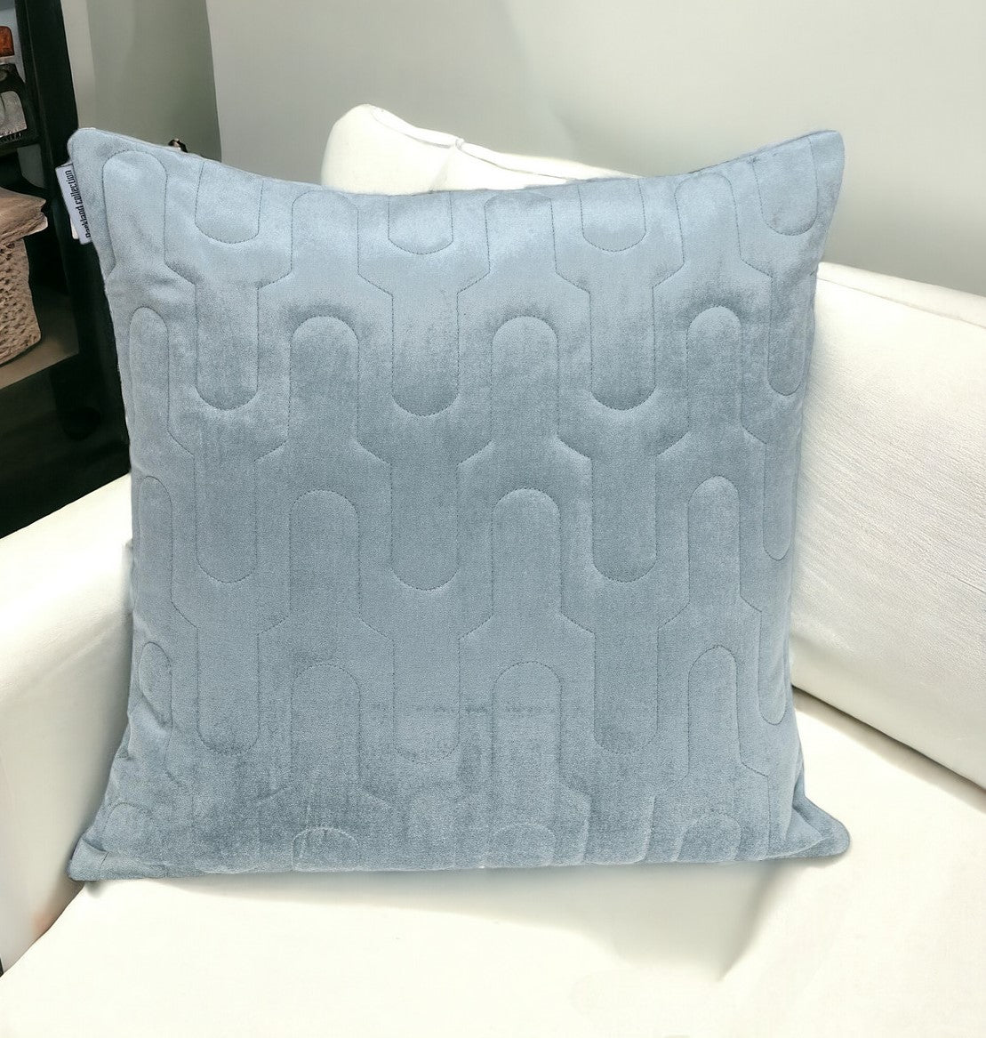 Geometric Lush Quilted Metallic Gray Pillow