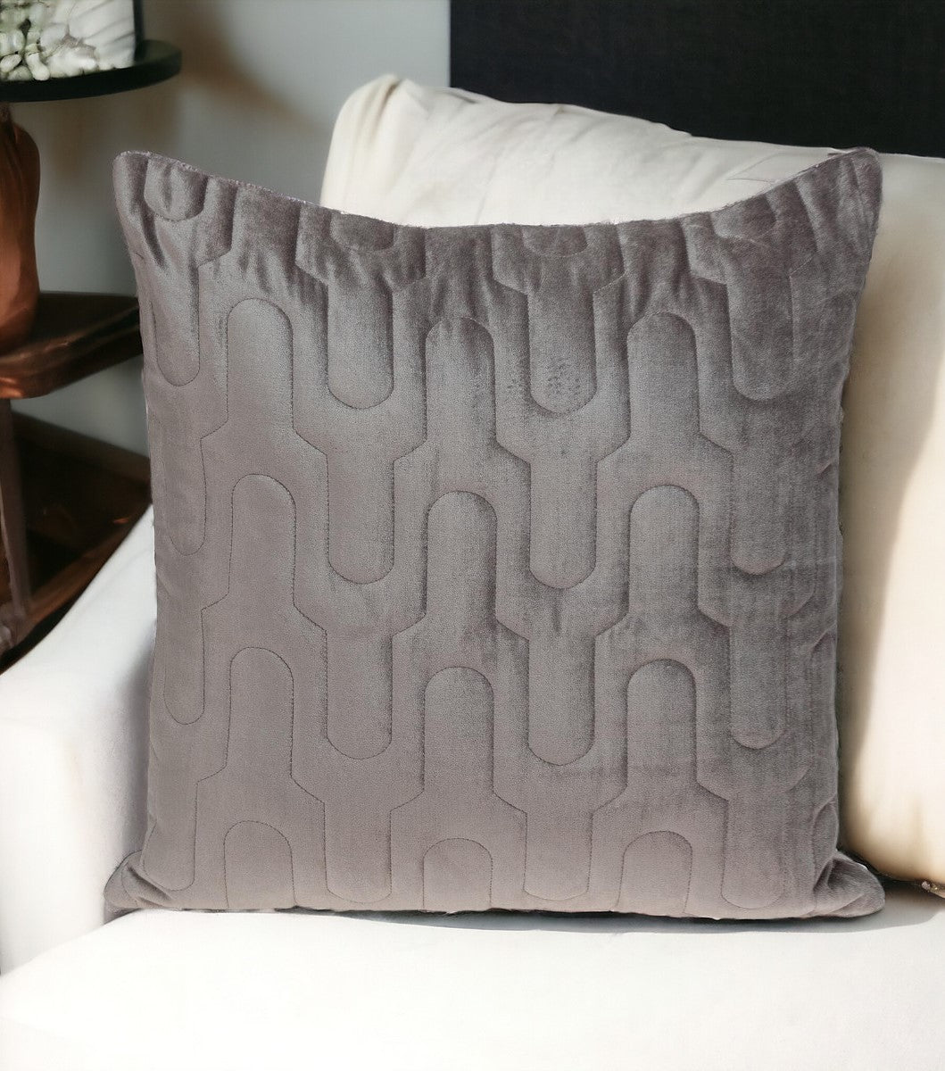 Geometric Lush Quilted Taupe Pillow