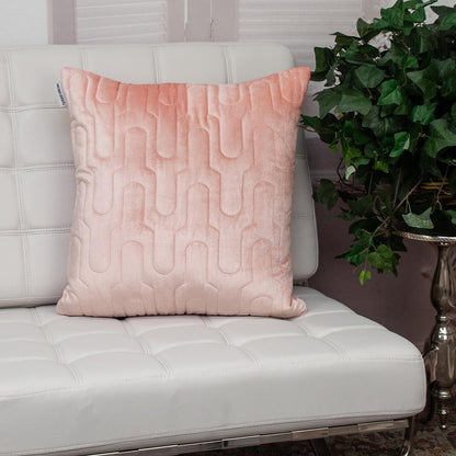 Geometric Lush Quilted Metallic Pink Pillow