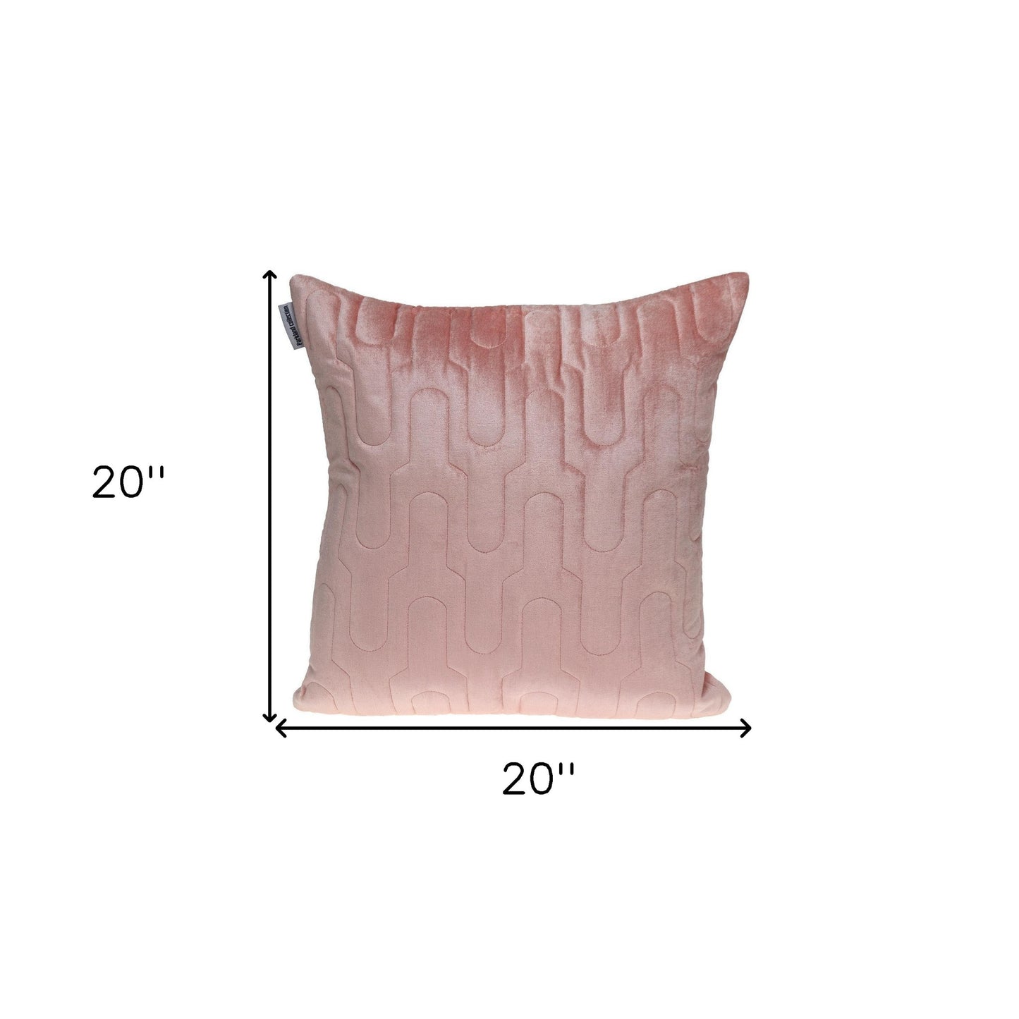 Geometric Lush Quilted Metallic Pink Pillow