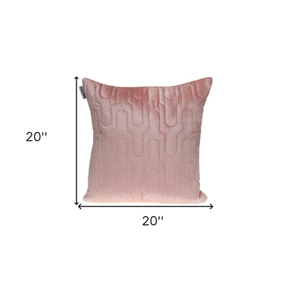 Geometric Lush Quilted Metallic Pink Pillow