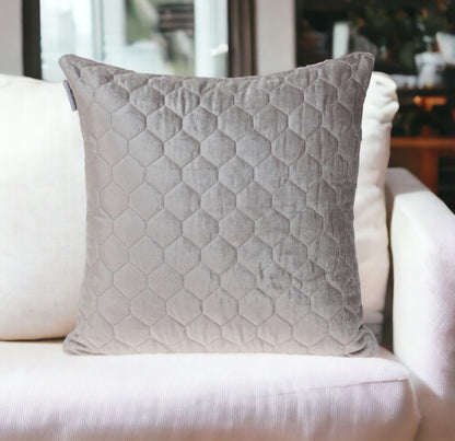 Taupe Tufted Velvet Quilted Pillow
