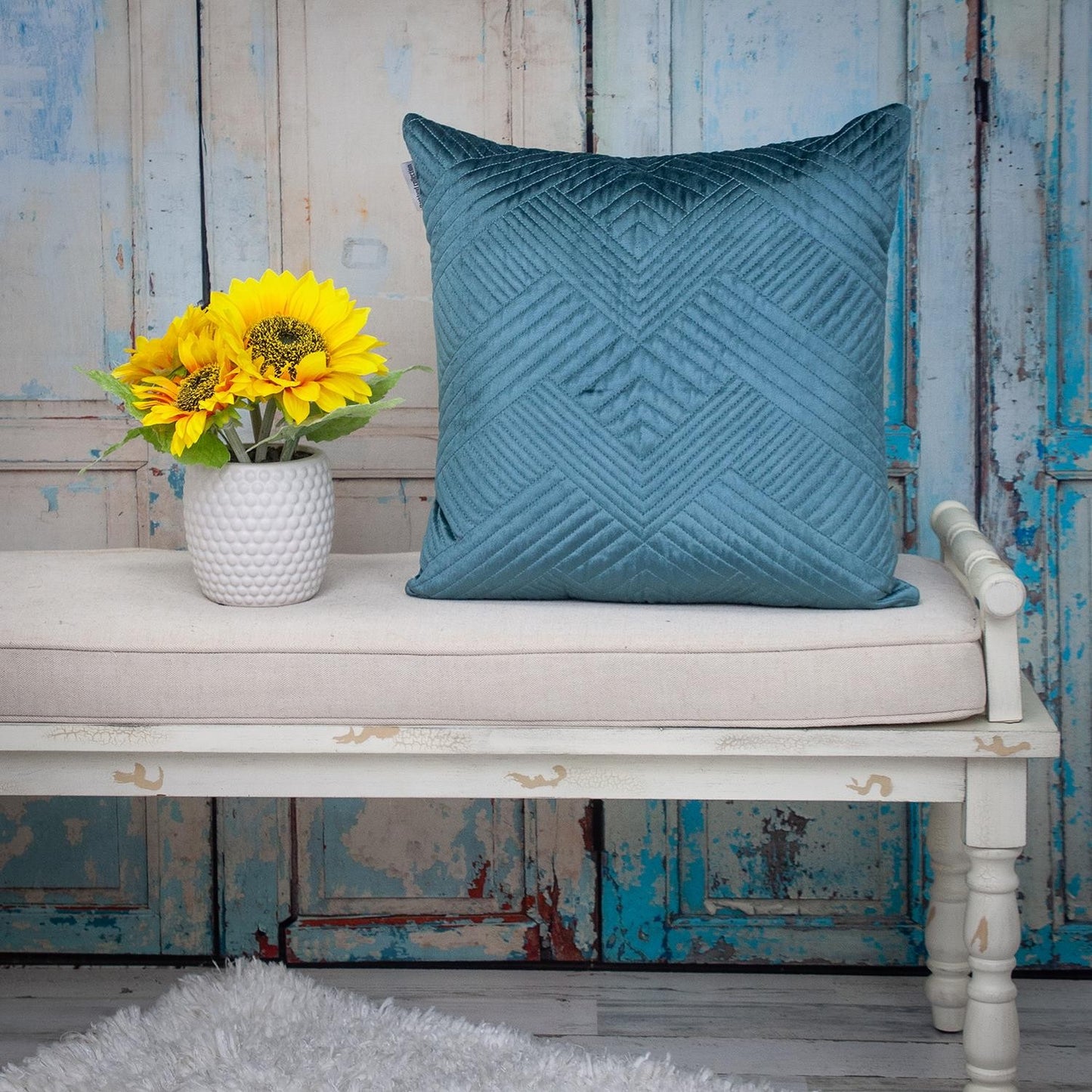 Teal Cotton Blend Pillow